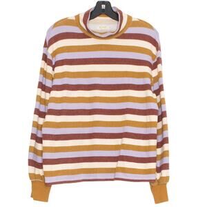 Madewell Womens Sweatshirt Mockneck Bubble Sleeve Stripe Size Small ET